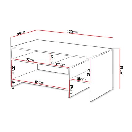 Konferencijski stolić ALVA 53 x 120 cm bijela/hrast grande