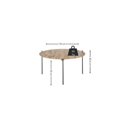 Konferencijski stolić AURA Ø 74 cm hrast/antracit