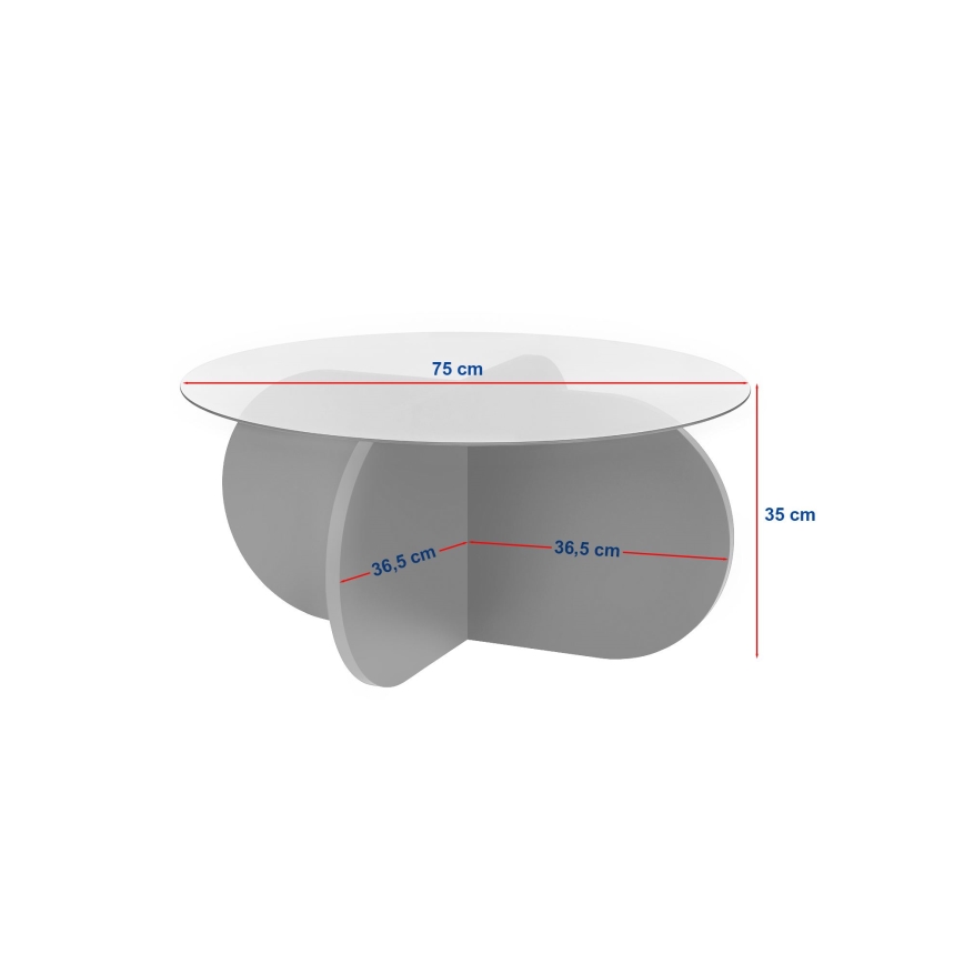 Konferencijski stolić BUBBLE Ø 75 cm bež/proziran