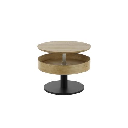 Konferencijski stolić ELEMENT s podiznim vrhom, promjer 75 cm, hrast/crna