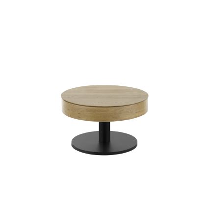 Konferencijski stolić ELEMENT s podiznim vrhom, promjer 75 cm, hrast/crna