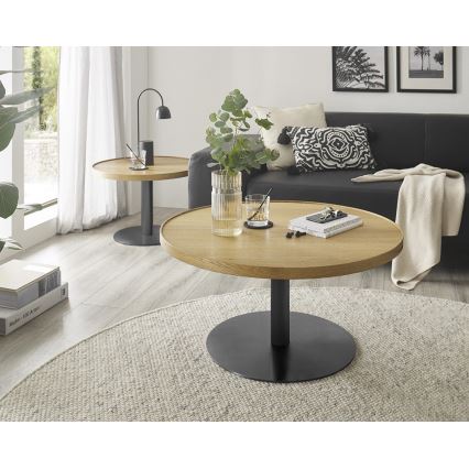 Konferencijski stolić FOCUS, promjer 60 cm, hrast/crna