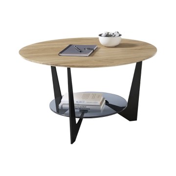 Konferencijski stolić MARMO, promjer 70 cm, hrast/crna
