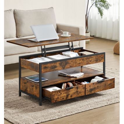 Konferencijski stolić NYRO s podiznim vrhom, smeđi/crni