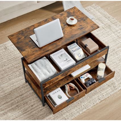 Konferencijski stolić NYRO s podiznim vrhom, smeđi/crni