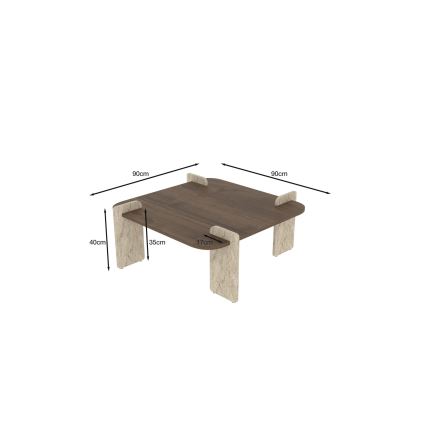 Konferencijski stolić PURO 90x90 cm orah/bež