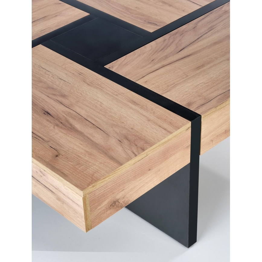 Konferencijski stolić RADIX 100x100 cm crna/smeđa