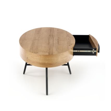 Stolić za kavu s ladicom CAROLINA 41x120 cm zlatni hrast/crna