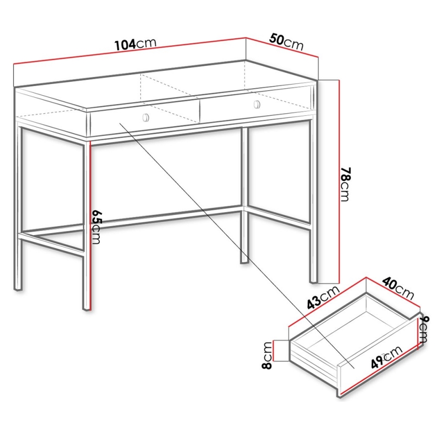 Konzolni stolić MONO 78x104 cm bež/crna