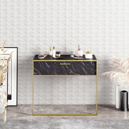 Konzolni zidni stolić POLKA 76,8x90 cm zlatna/crna