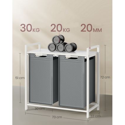 Koš za rublje REX bijela/siva