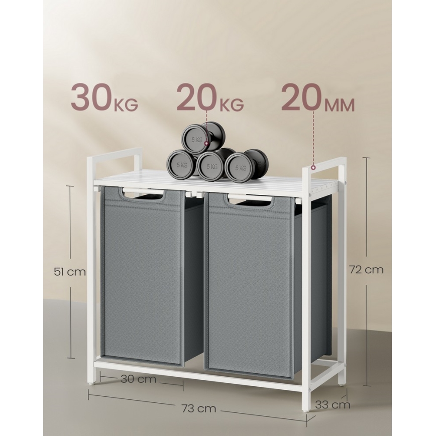 Koš za rublje REX bijela/siva