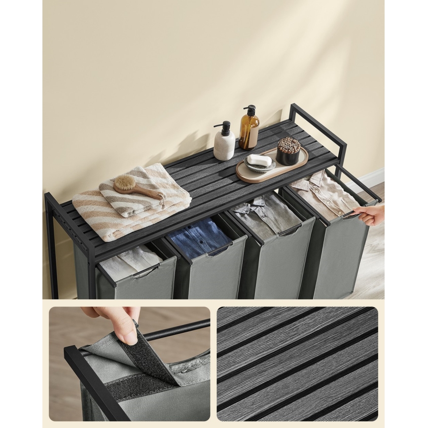 Koš za rublje REX crni/sivi