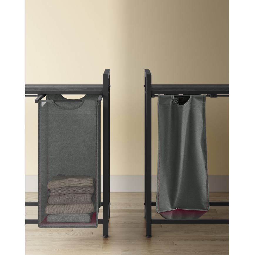 Koš za rublje REX crni/sivi