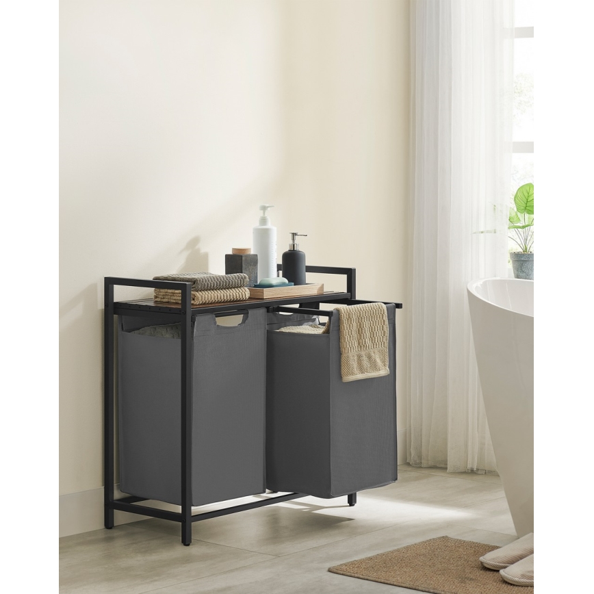 Koš za rublje REX smeđa/siva