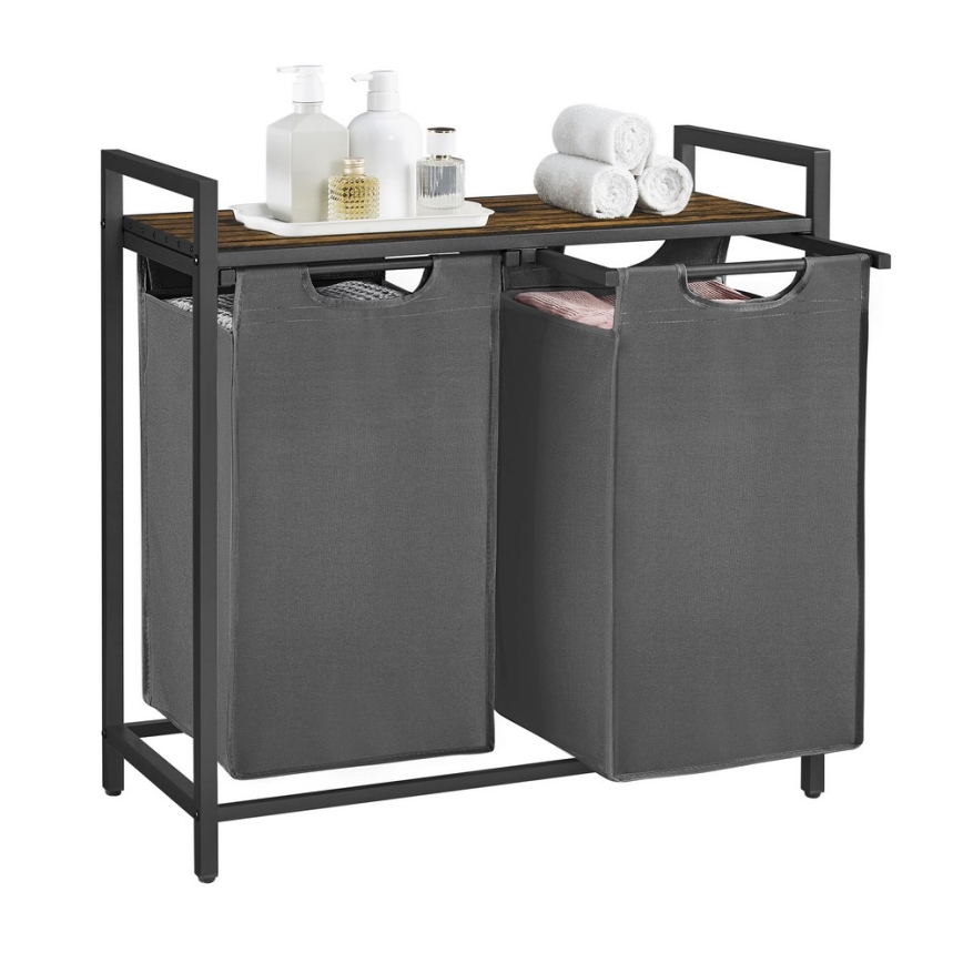 Koš za rublje REX smeđa/siva