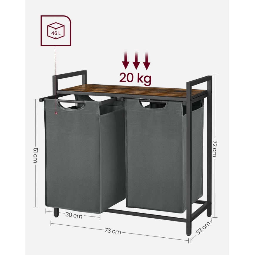 Koš za rublje REX smeđa/siva