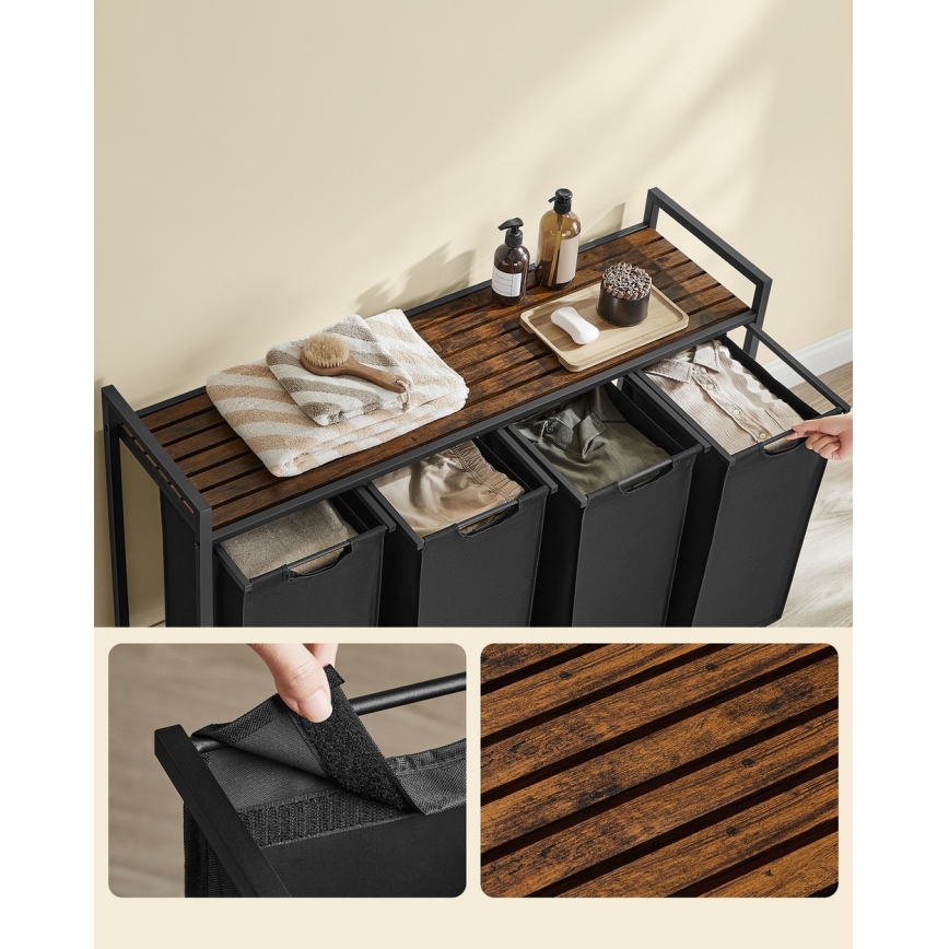 Koš za rublje REX, smeđi/crni