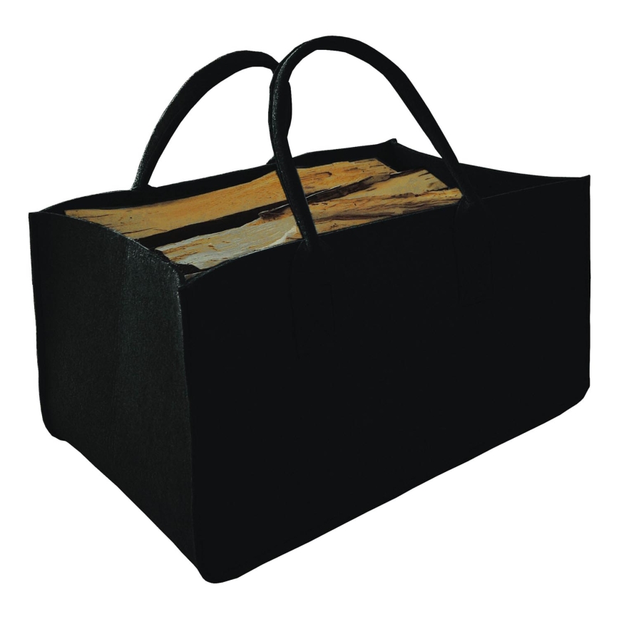 Košara za drva s ručkama od filca 27x50 cm crna