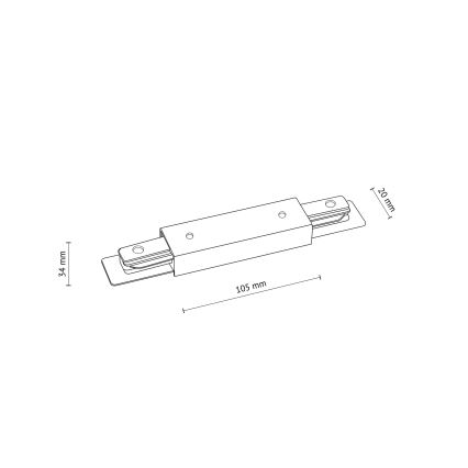Krajna spojka tračnog sustava s napajanjem 1-fazna TRACER ravna bijela