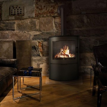 Kratki - Čelićna kaminska peć s automatskim zatvaranjem vrata 10 kW 150 mm crna