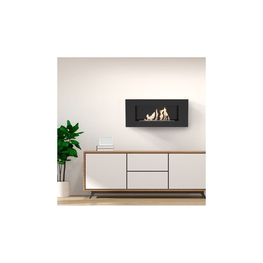 Kratki - Zidni BIO kamin 40x90 cm 1,5kW crna