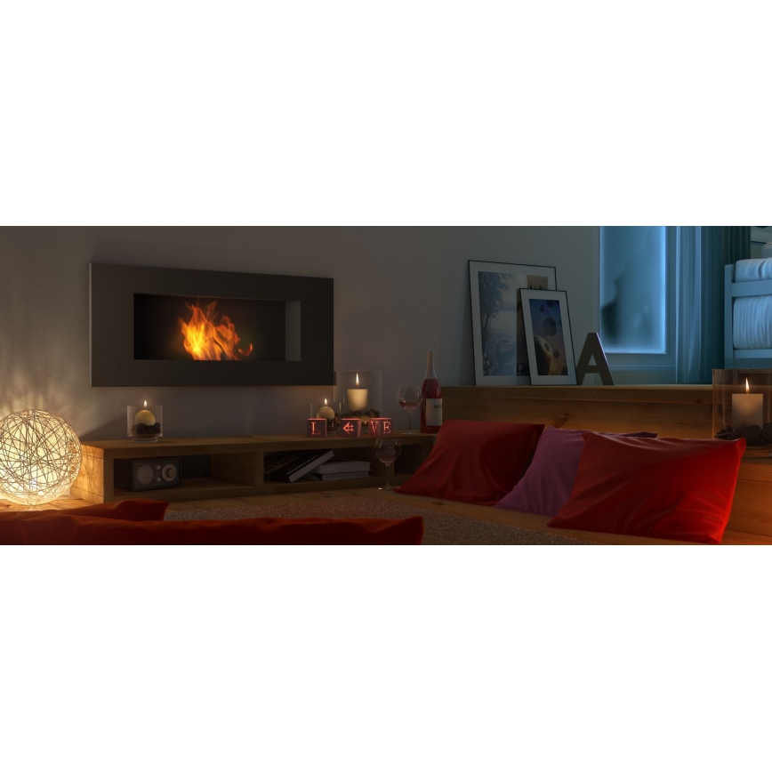 Kratki - Ugrađeni BIO kamin 40x90 cm 2kW crna