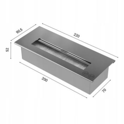 Kratki - Ugrađeni BIO kamin 40x120 cm 3x1,1kW crna