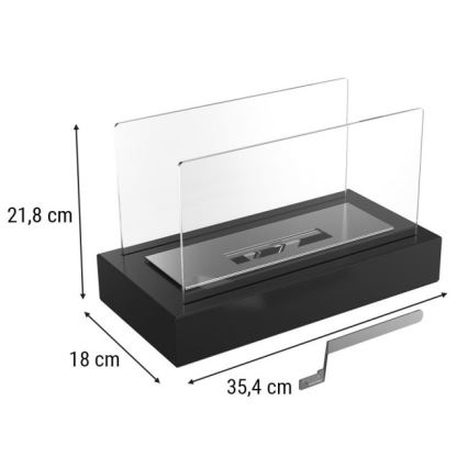 Kratki - BIO kamin 21,8x35,4 cm 1kW crna