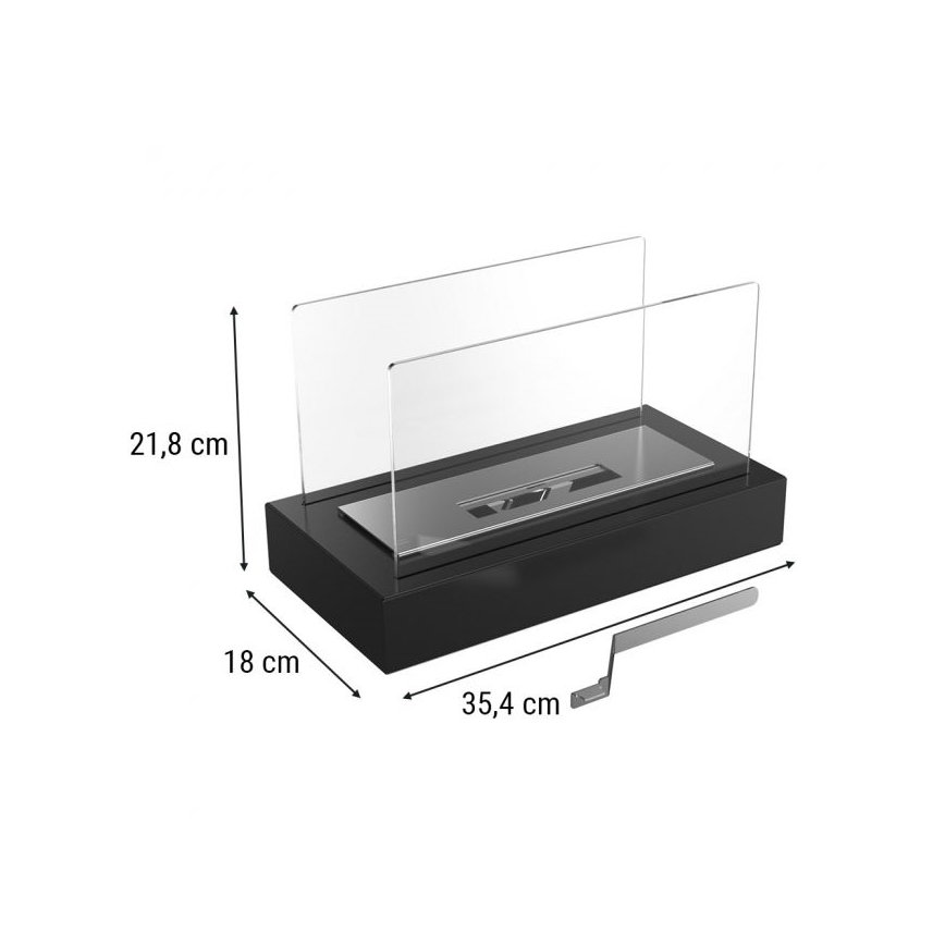 Kratki - BIO kamin 21,8x35,4 cm 1kW crna
