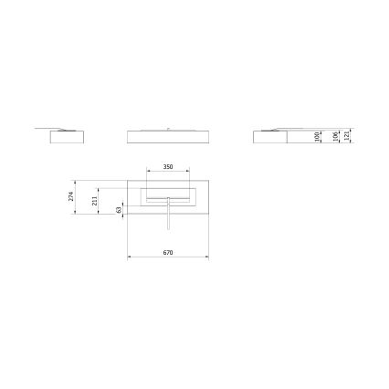 Kratki - BIO kamin 10x67 cm 3kW crna