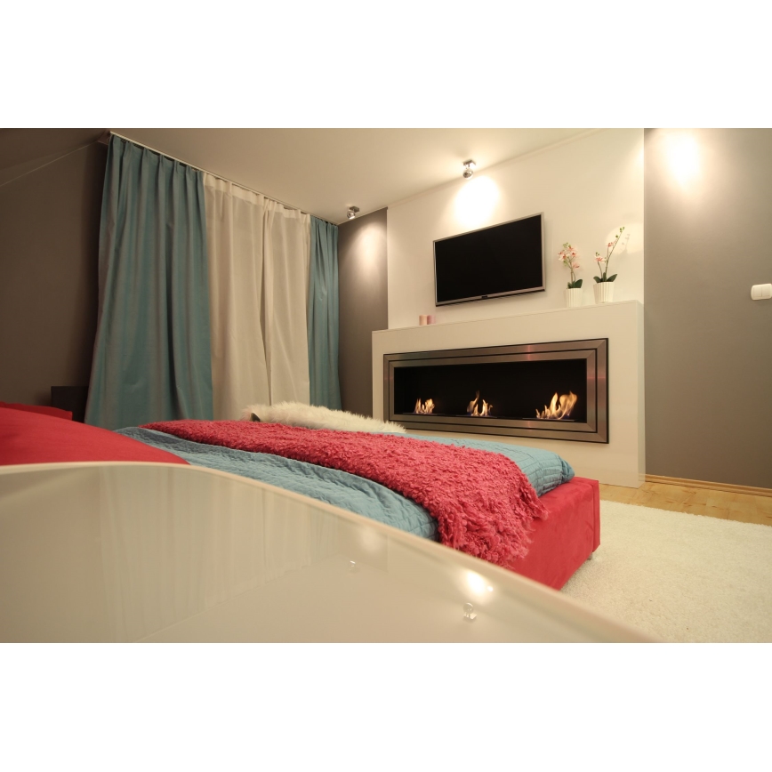Kratki - Ugrađeni BIO kamin 65x180 cm 3x2,5kW sjajni krom