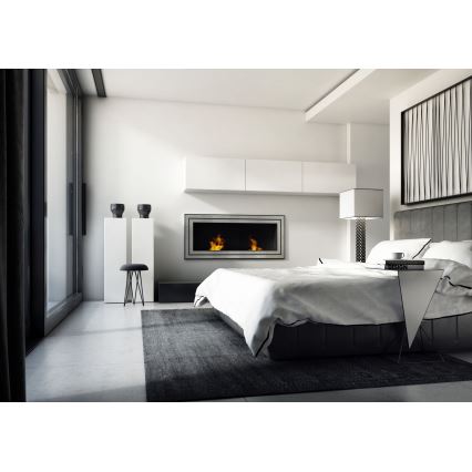 Kratki - Ugrađeni BIO kamin 65x180 cm 3x2,5kW sjajni krom