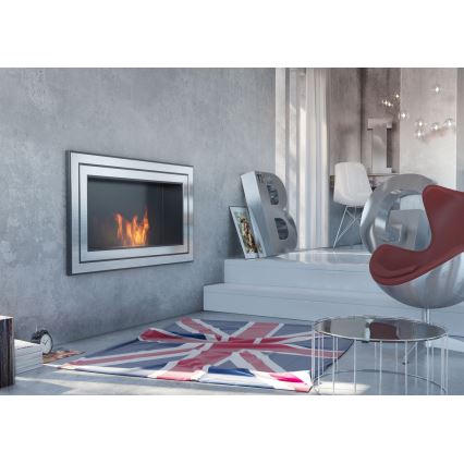 Kratki - Ugrađeni BIO kamin 65x180 cm 3x2,5kW sjajni krom