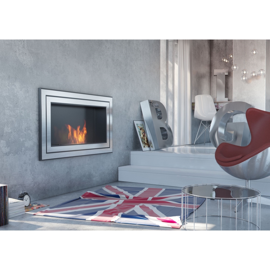 Kratki - Ugrađeni BIO kamin 65x180 cm 3x2,5kW sjajni krom