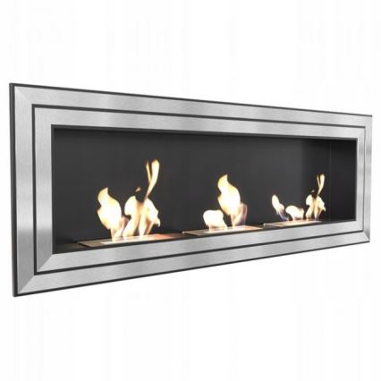 Kratki - Ugrađeni BIO kamin 65x180 cm 3x2,5kW sjajni krom