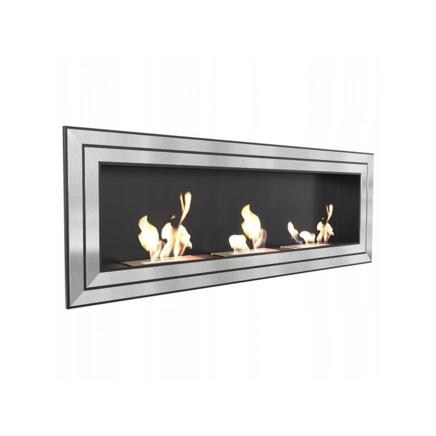 Kratki - Ugrađeni BIO kamin 65x180 cm 3x2,5kW sjajni krom