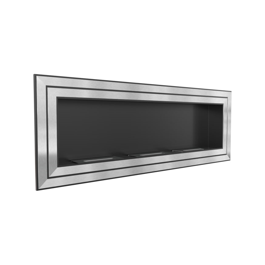 Kratki - Ugrađeni BIO kamin 65x180 cm 3x2,5kW sjajni krom