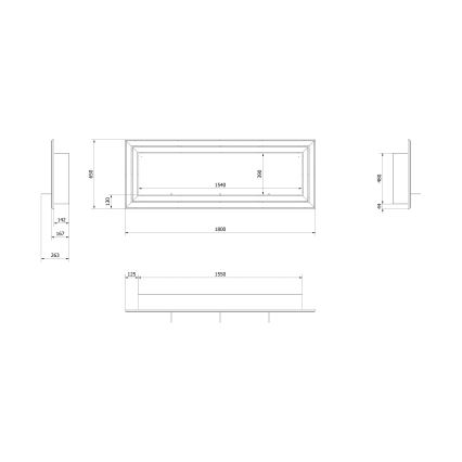 Kratki - Ugrađeni BIO kamin 65x180 cm 3x2,5kW sjajni krom