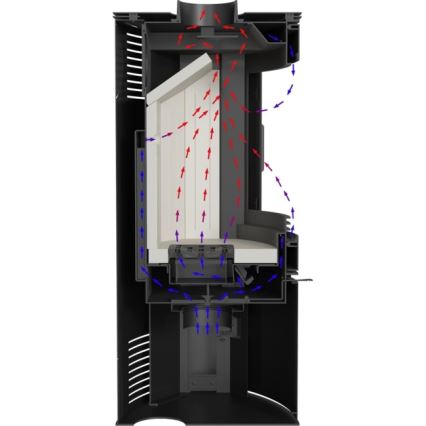 Kratki - Čelični kamin na drva 10kW 150mm