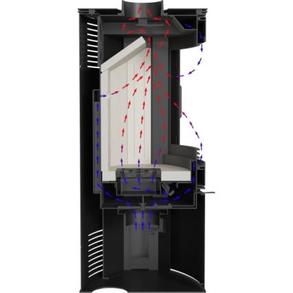 Kratki - Čelični kamin na drva 10kW 150mm bijela