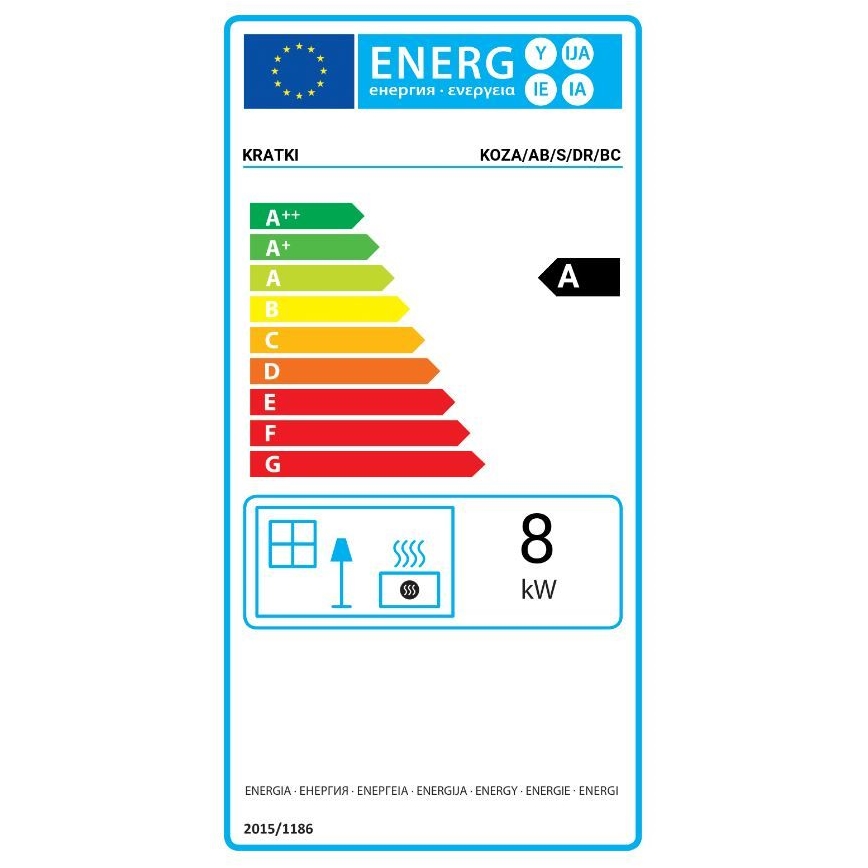 Kratki - Čelični kamin na drva 8kW 150mm