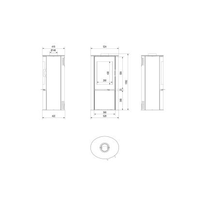 Kratki - Čelični kamin 8kW 150mm