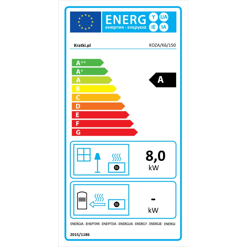 Kratki - Kamin od lijevanog željeza 8kW 150mm