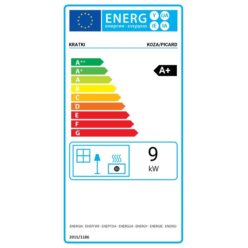 Kratki - Čelični kamin na drva 9kW 150mm