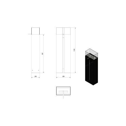 Kratki - BIO kamin 113,6x35,9 cm 2kW crni