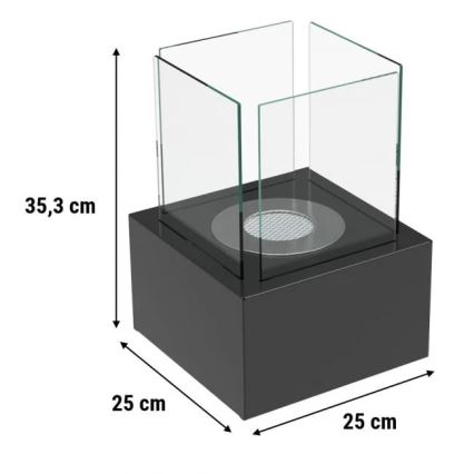 Kratki - BIO kamin 35,3x25 cm 1kW crna