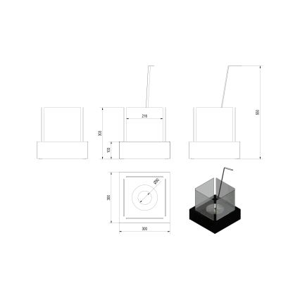 Kratki - BIO kamin 30,3x30 cm 1kW bijela