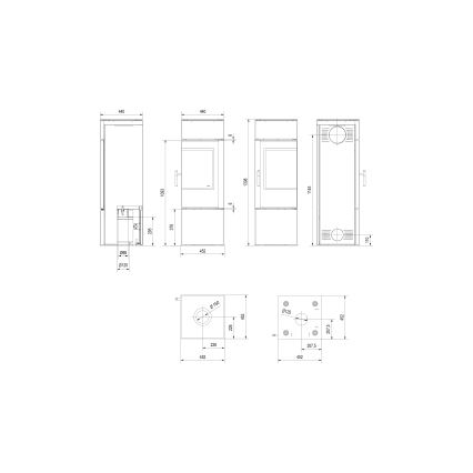 Kratki - Čelični kamin 8kW 150mm