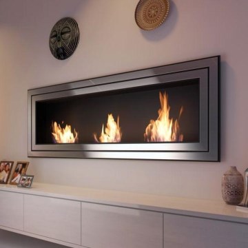 Kratki - Ugradbeni BIO kamin 65x180 cm 3x2,5kW sjajni krom